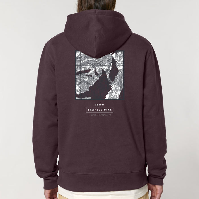 Scafell Pike Topography Hood - Red Brown